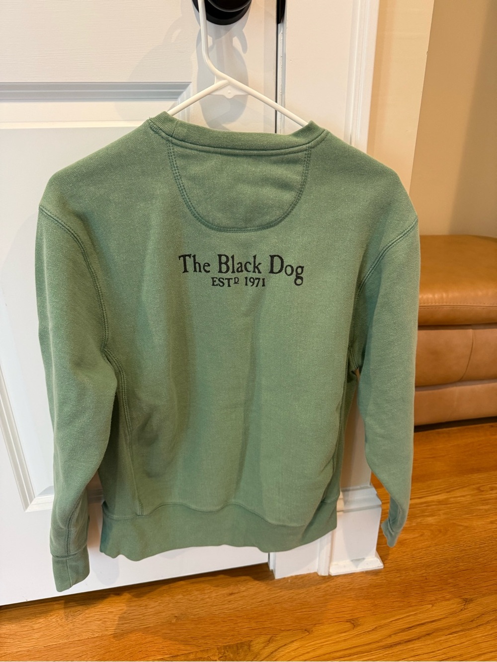 The Black Dog Women's Sage Green Crewneck Sweatshirt with Black Dog Graphic - Picture 3 of 3